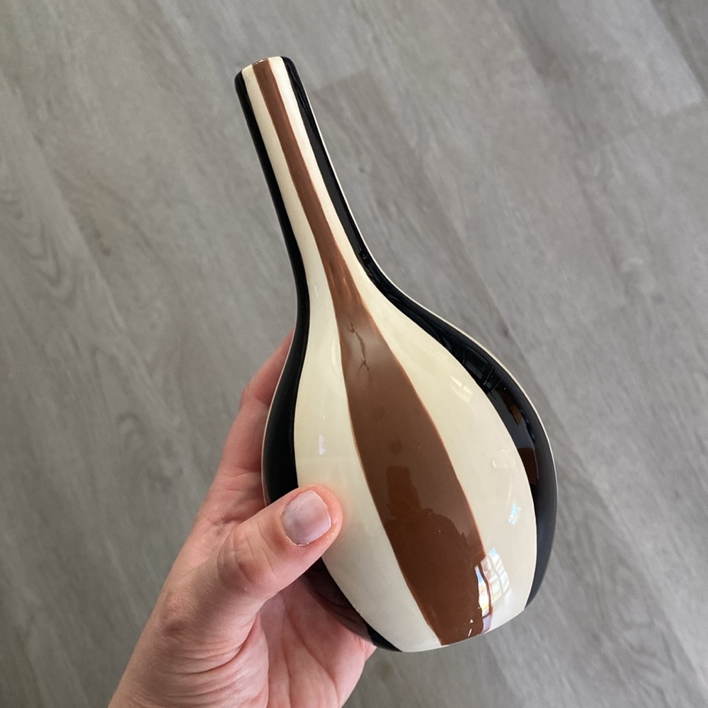 Jonathan Adler Black & Brown Striped Bulbous Vase, 2003